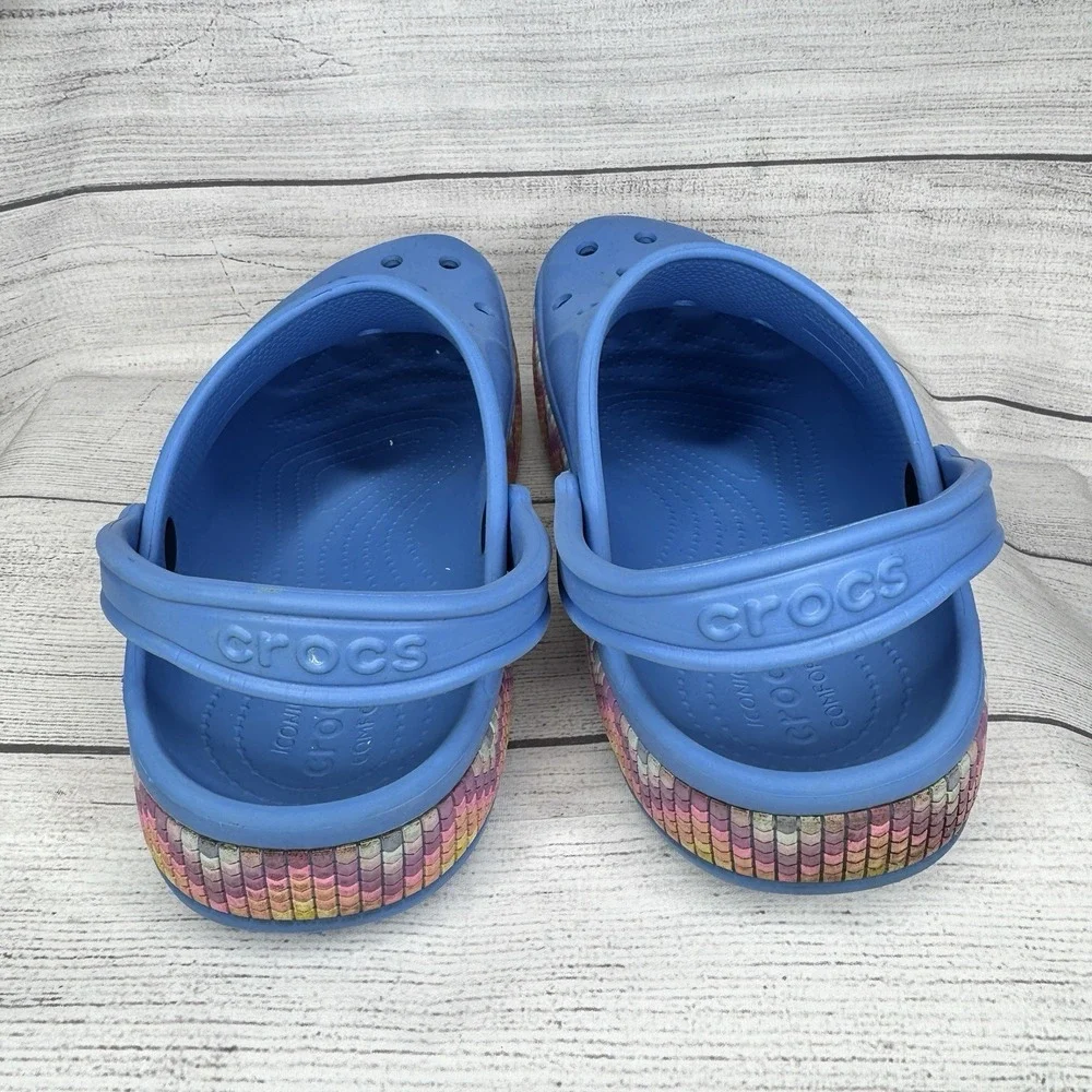Crocs Bayaband Chevron Band Clogs‎ Slip On Shoes POWDER BLUE MULTI  US M 11 W 13